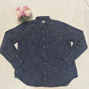 BRIDGE & BURN Slim Fit Size XXL Button Down Shirt Navy & White